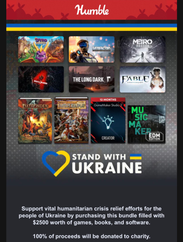 Humble Bundle Charity Offers 'Back 4 Blood' and More Games! $44 for Hundreds of Titles—ALL Proceeds Will Go To Ukraine