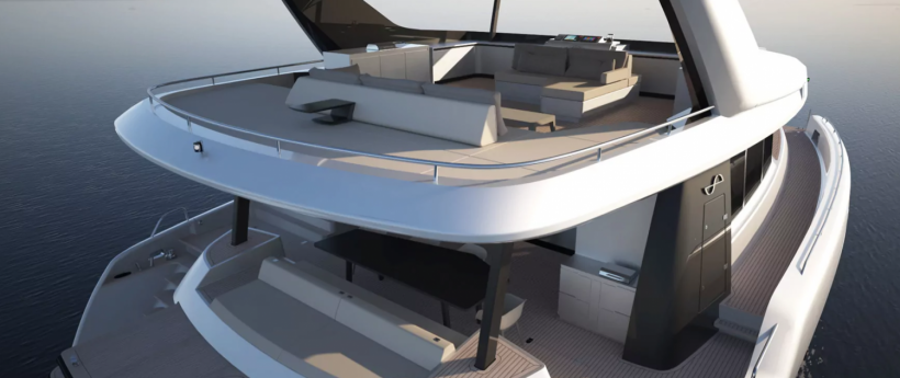 Interior look at Soel's Senses 62 Solar Electric catamaran
