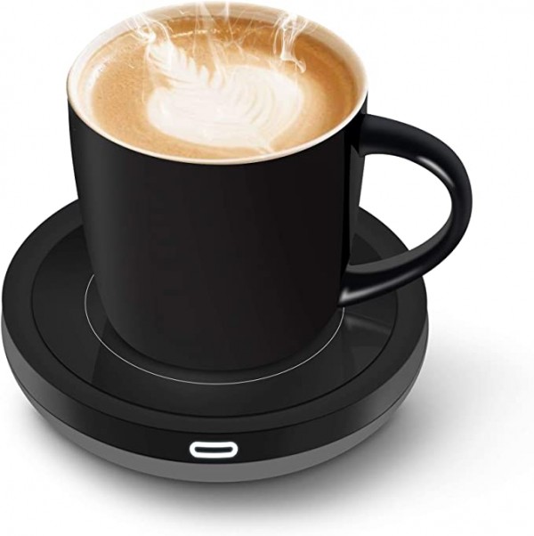 BESTINNKITS智能咖啡杯加热器套装，自动开/关重力感应马克杯办公桌使用，蜡烛蜡杯加热器加热板(高达131F/55C)， 14盎司