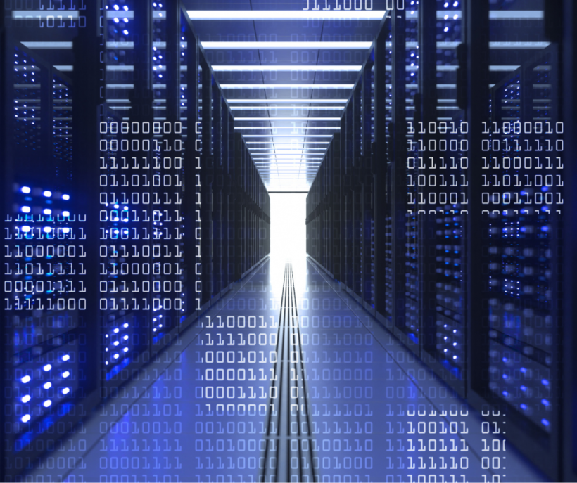 Data Center Computer Racks in Network Security Server Room