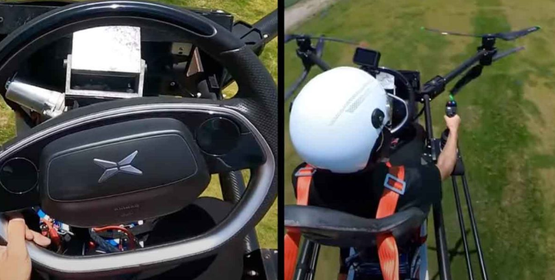 Unreleased XPeng Flying Car Being Tested! New Video Shows HT Aero eVTOL With Vehicle Steering Wheel 