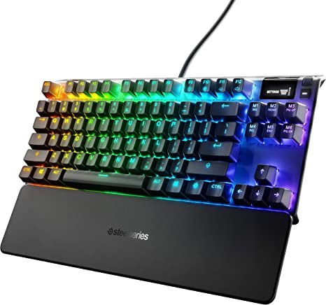 SteelSeries Apex 7 TKL Compact Mechanical Gaming Keyboard – OLED Smart Display – USB Passthrough and Media Controls – Linear and Quiet – RGB Backlit (Red Switch)