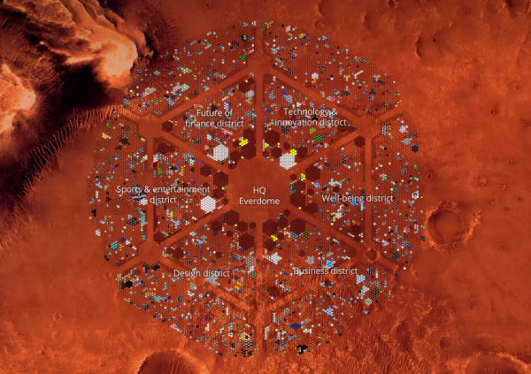 Everdome's expansive plot of land on the digitized Martian surface.