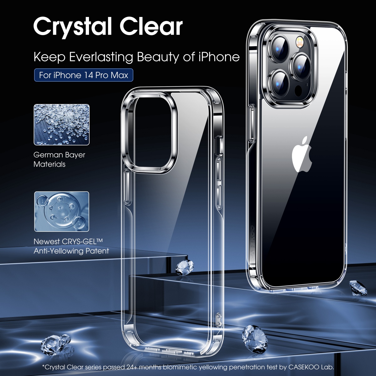 CASEKOO-BING Series Cellphone Crystal Clear Case For IPhone 14. Pro Max