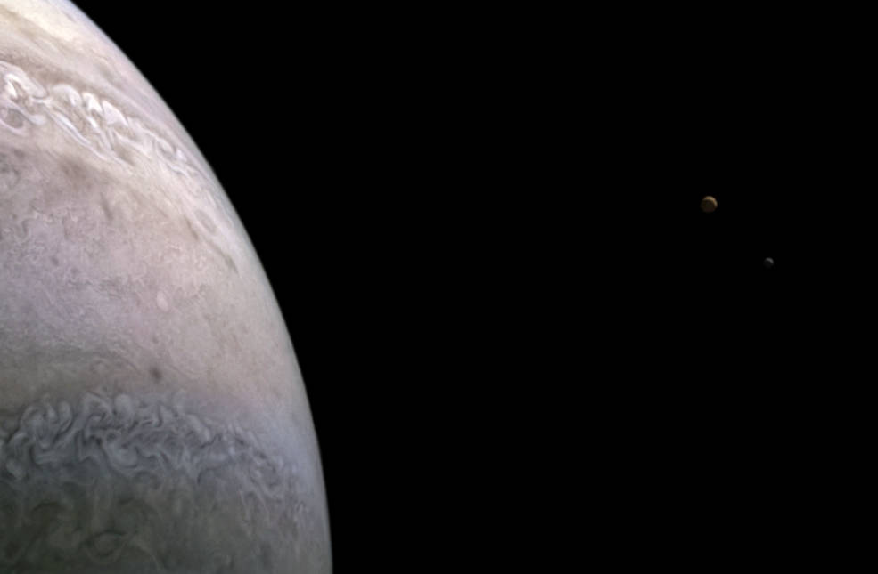 NASA’s Juno Spacecraft Glimpses Jupiter’s Moons Io and Europa