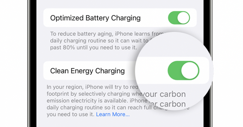 Apple iOS 16.1 Clean Energy Charging