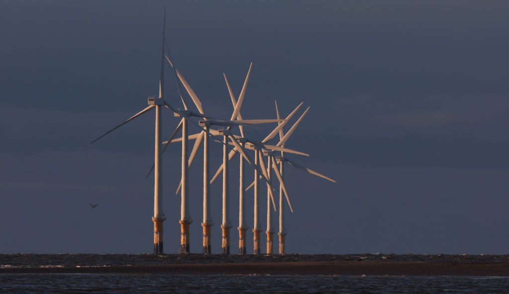 Burno Bank Off Shore Wind Farm Stands In Liverpool Bay