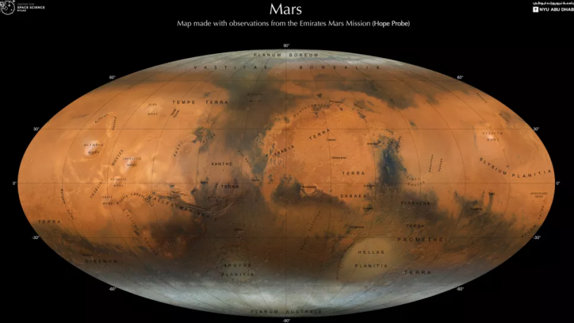 NYUAD Researchers Create New Photographic Mars Map with Observations Made by the Emirates Mars Mission