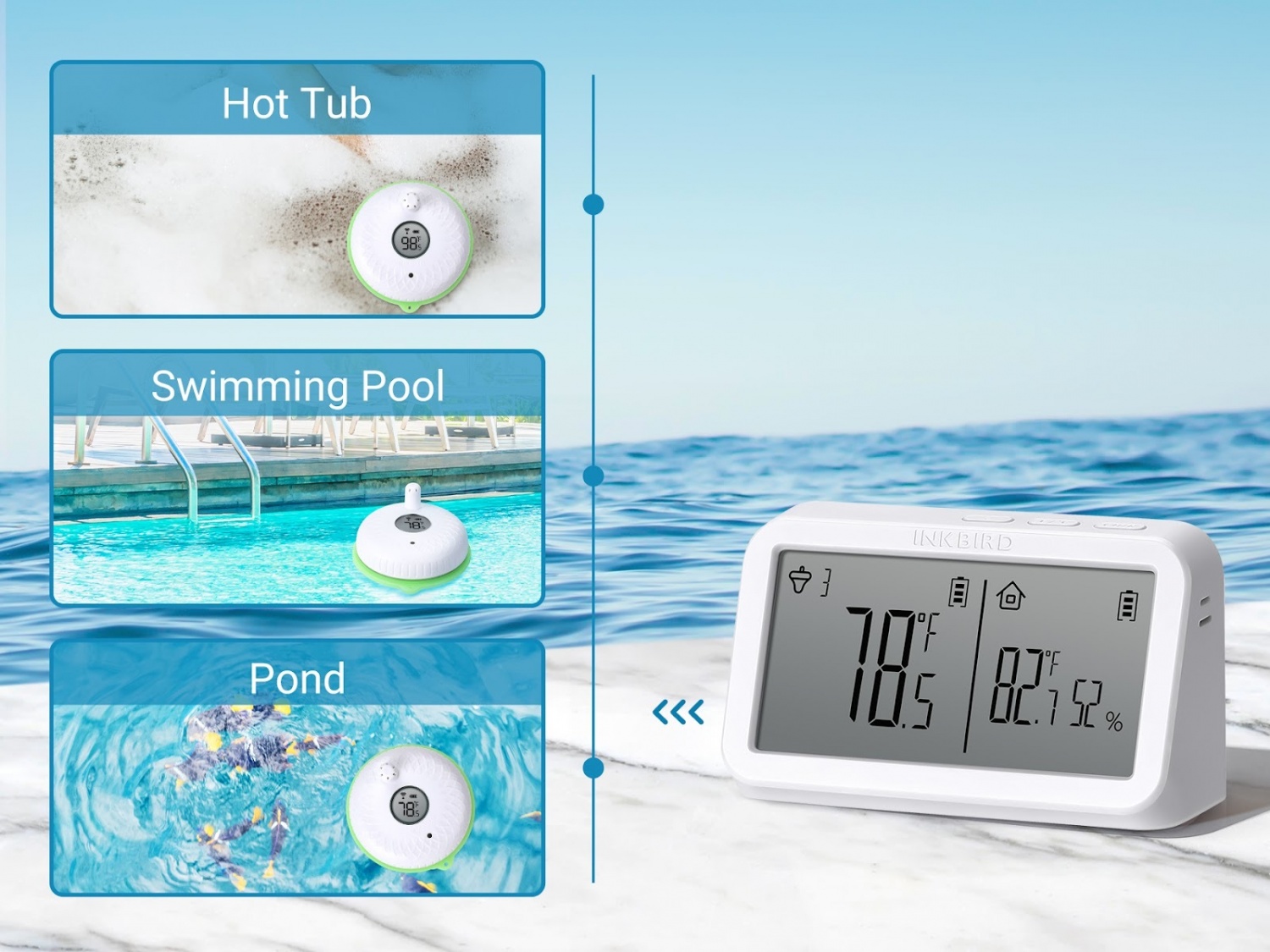 GAME Floating Digital Pool Thermometer with LCD Screen, reads