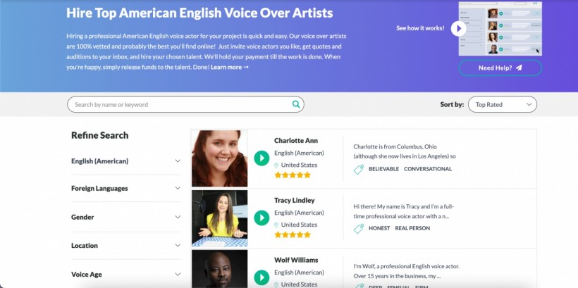 Voice Crafters Top American English Voice Over Artists