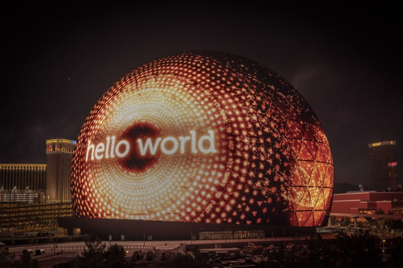 HELLO WORLD! SPHERE ILLUMINATES ENTIRE EXTERIOR FOR THE FIRST TIME