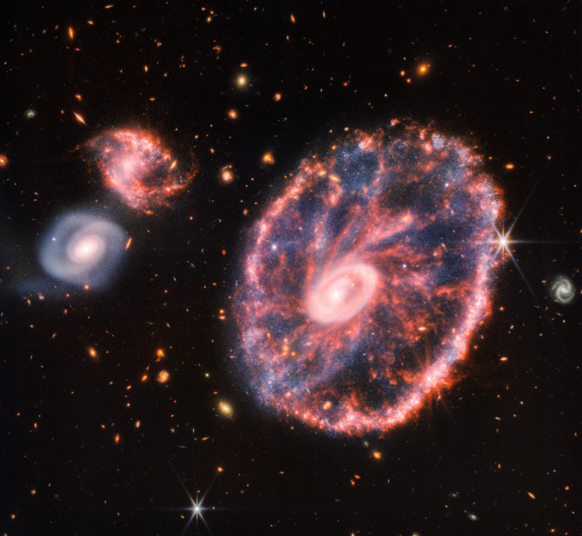 NASA's James Webb Space Telescope Snaps the Enchanting Turmoil of 'Cartwheel Galaxy' With Crisp Details!