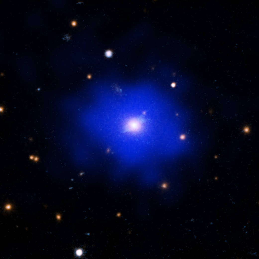 NASA's Chandra Helps Astronomers Discover a Suprisingly Calm Distant Galaxy Cluster