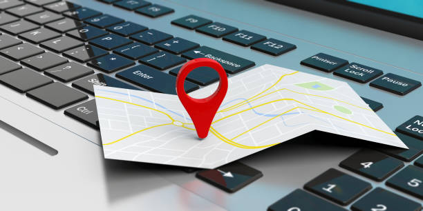 Map Pointer Location On A Laptop 3d Illustration Stock Photo 