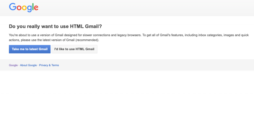 Gmail Basic HTML View