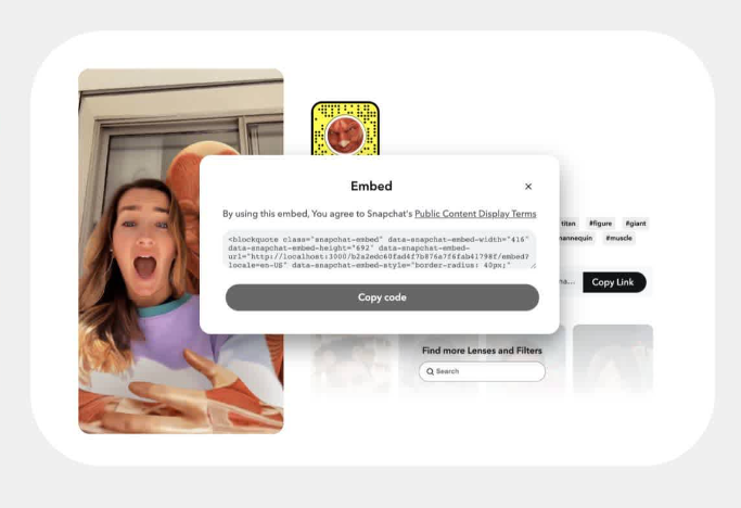 Snapchat's latest update lets users embed content in web browsers.
