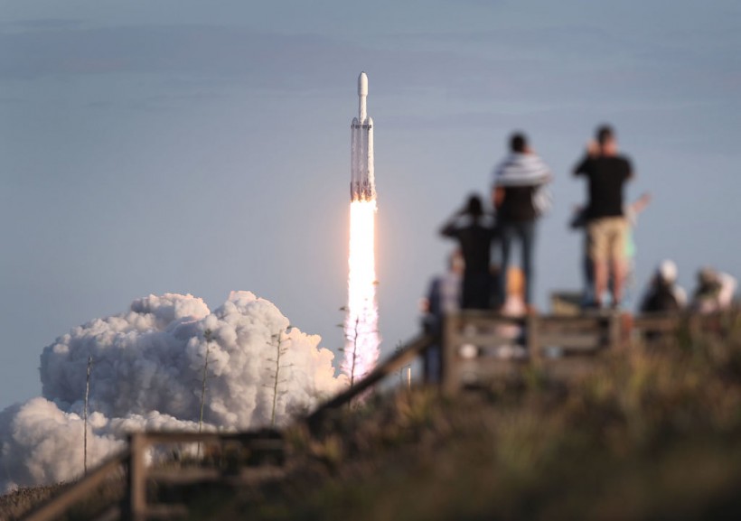 SpaceX Falcon Heavy Rocket Launches Communications Satellite
