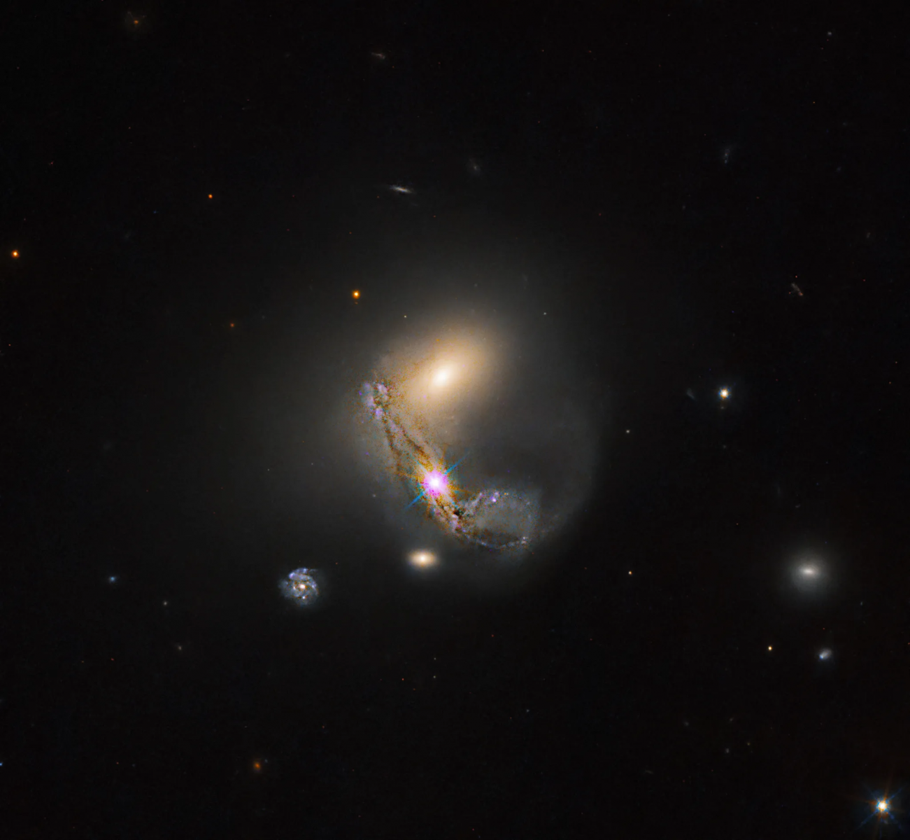 NASA Hubble Space Telescope Captures Dazzling Image of Bright Interacting Galaxies