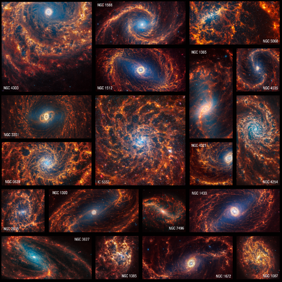 NASA's James Webb Space Telescope Stunning Images Show 19 Nearby Spiral Galaxies in Detail