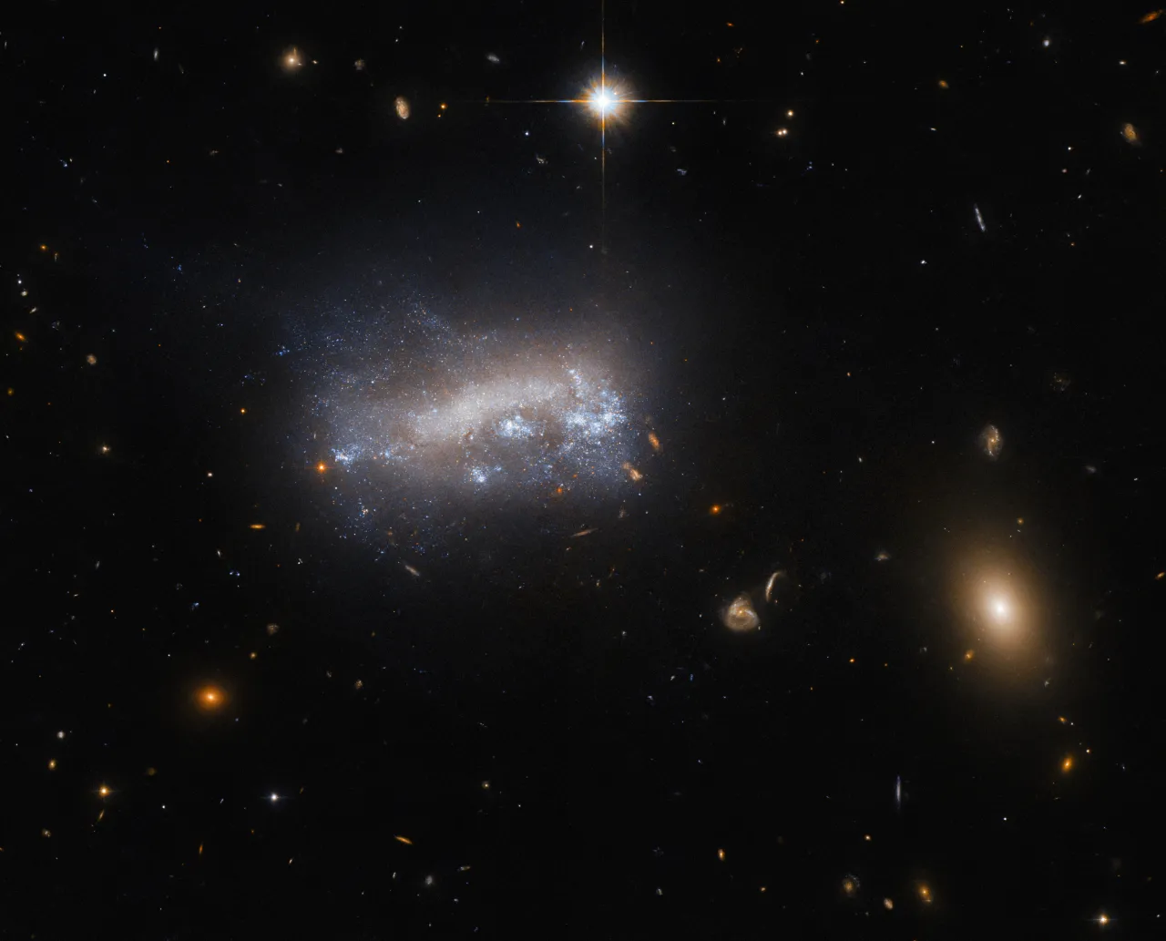 NASA's Hubble Space Telescope Captures Stunning Image of a Dwarf Galaxy Under Pressure