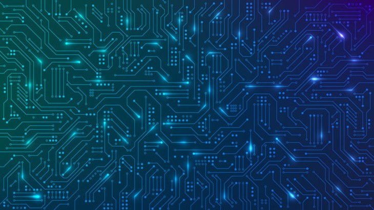 Abstract futuristic circuit board. High computer technology blue color background. Hi-tech digital technology concept.