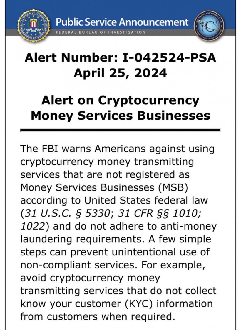 Alert on Cryptocurrency Money Services Businesses