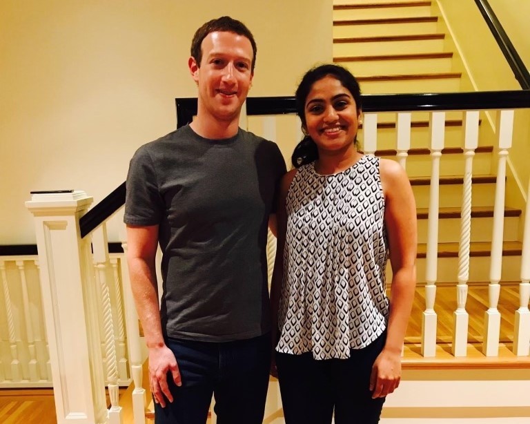 Ashwini Challa with Mark Zuckerberg