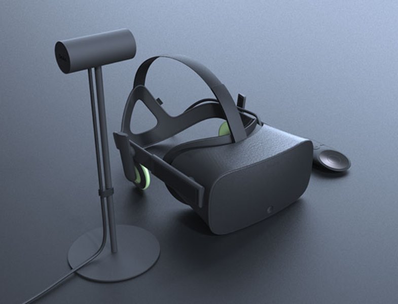 Leaked image of the Oculus Rift with a stand and controller