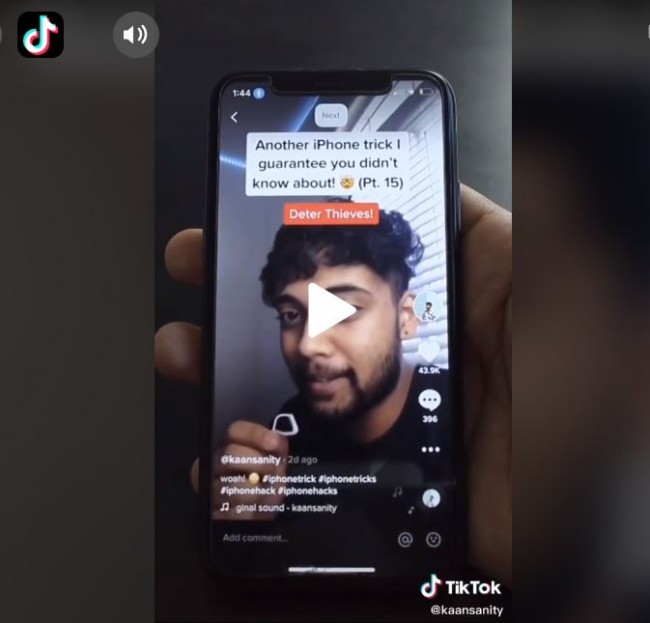 tiktok video shows a man opening his iphone without using face id or pin