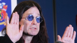 British rock star Ozzy Osbourne gestures